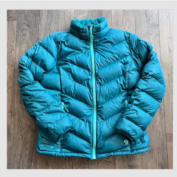 Mountain Hardwear Women's Q Shield 650 Down Puffer Jacket Size L Turquoise Coat - Picture 1 of 7